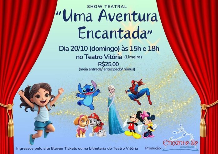 “Uma Aventura Encantada” acontece neste domingo (20), no Teatro Vitória